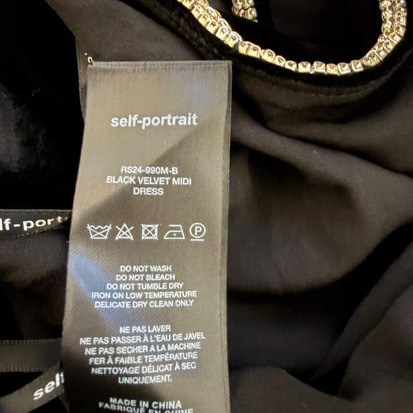 Self-Portrait Black Velvet Midi Dress US12 - Picture 12 of 13